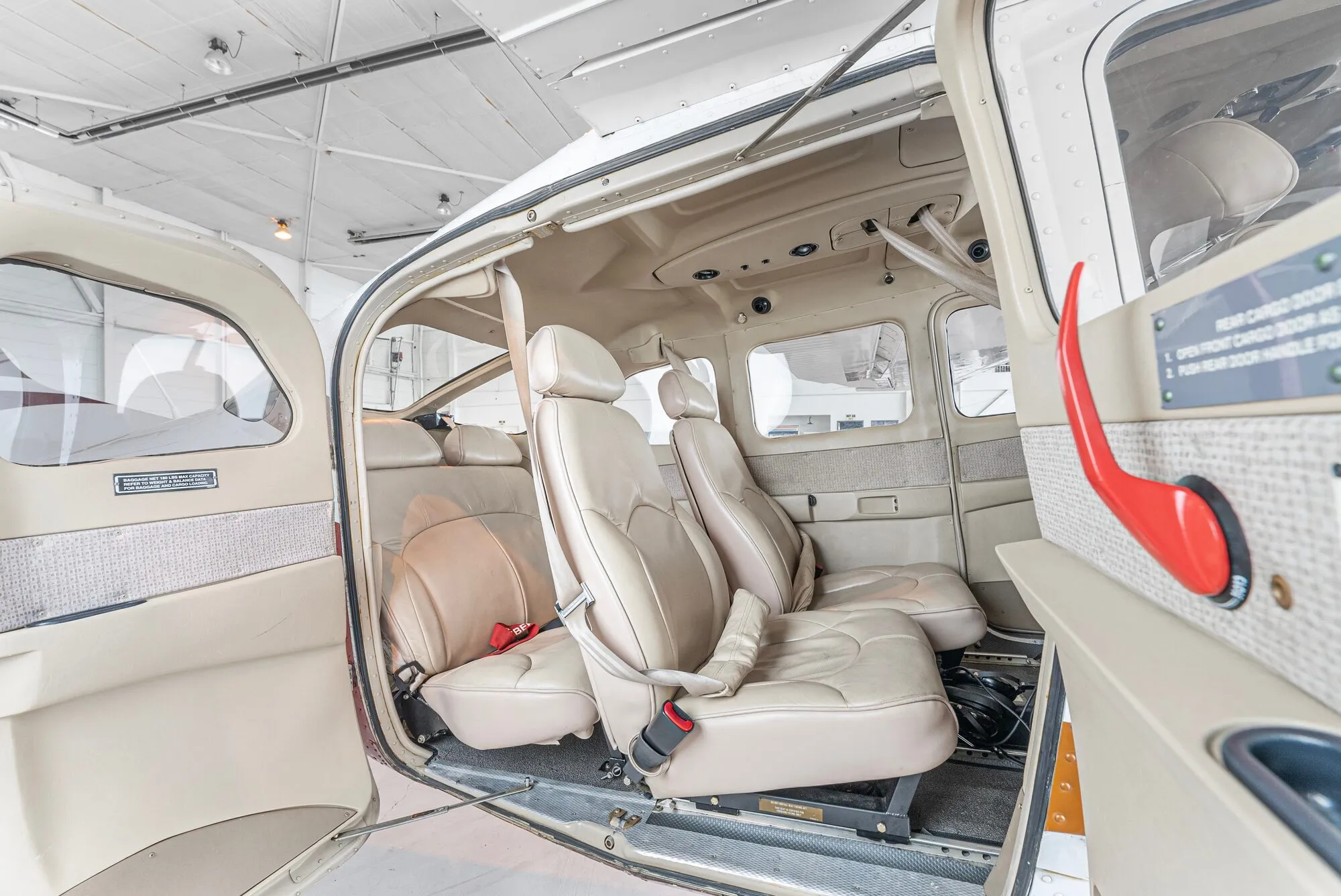 Cessna T206H tan leather cabin interior